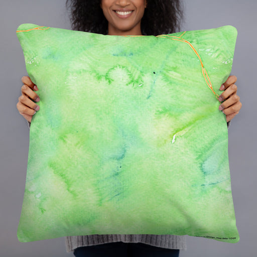 Person holding 22x22 Custom Big Bend National Park Map Throw Pillow in Watercolor