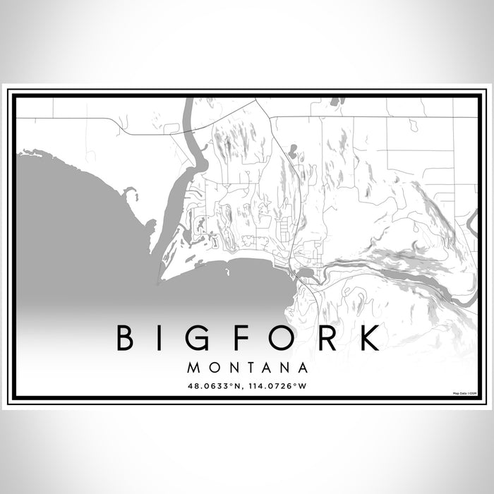 Bigfork Montana Map Print Landscape Orientation in Classic Style With Shaded Background