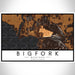 Bigfork Montana Map Print Landscape Orientation in Ember Style With Shaded Background