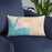 Custom Bigfork Montana Map Throw Pillow in Watercolor on Blue Colored Chair