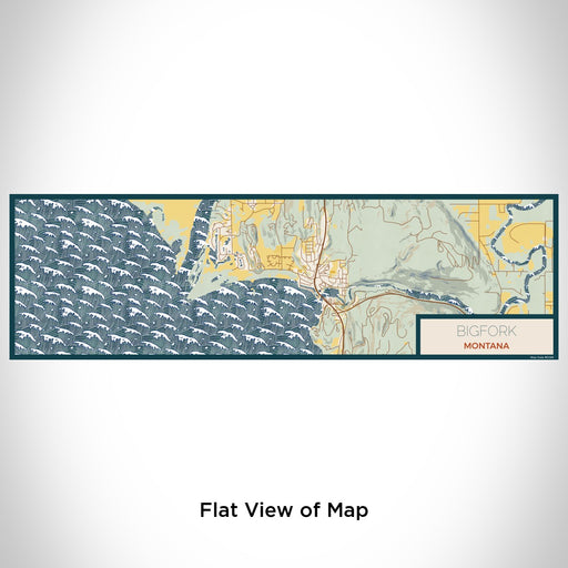 Flat View of Map Custom Bigfork Montana Map Enamel Mug in Woodblock