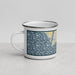 Left View Custom Bigfork Montana Map Enamel Mug in Woodblock