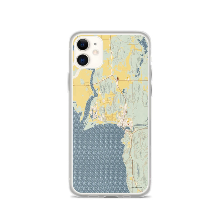 Custom iPhone 11 Bigfork Montana Map Phone Case in Woodblock