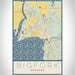 Bigfork Montana Map Print Portrait Orientation in Woodblock Style With Shaded Background