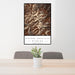 24x36 Bighorn Mountains Wyoming Map Print Portrait Orientation in Ember Style Behind 2 Chairs Table and Potted Plant