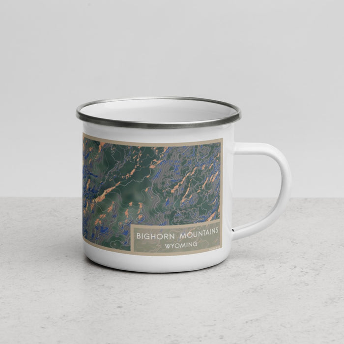 Right View Custom Bighorn Mountains Wyoming Map Enamel Mug in Afternoon