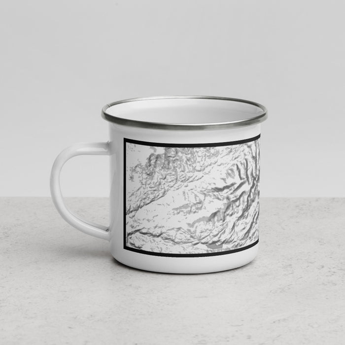 Left View Custom Bighorn Mountains Wyoming Map Enamel Mug in Classic