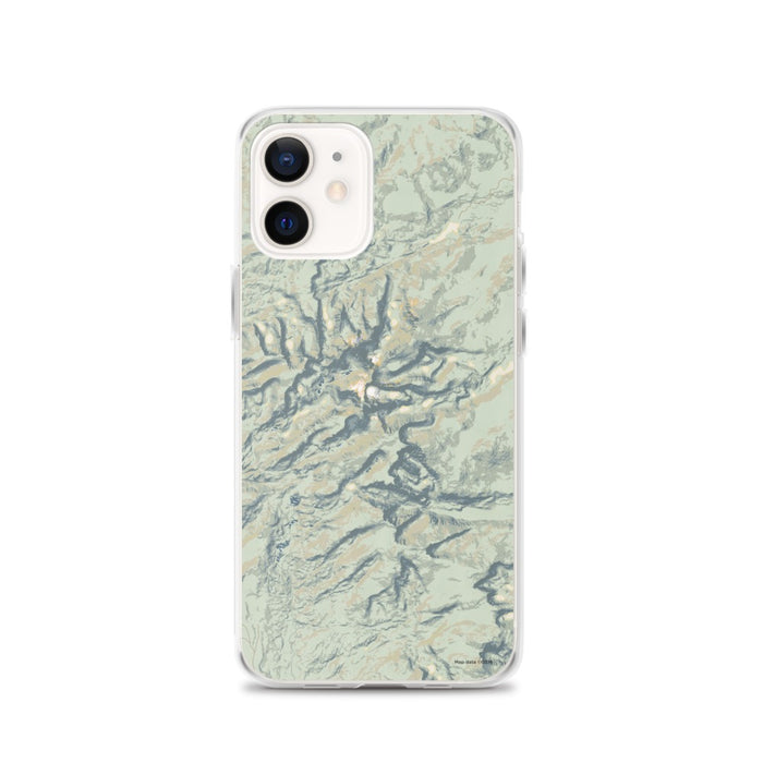 Custom Bighorn Mountains Wyoming Map iPhone 12 Phone Case in Woodblock