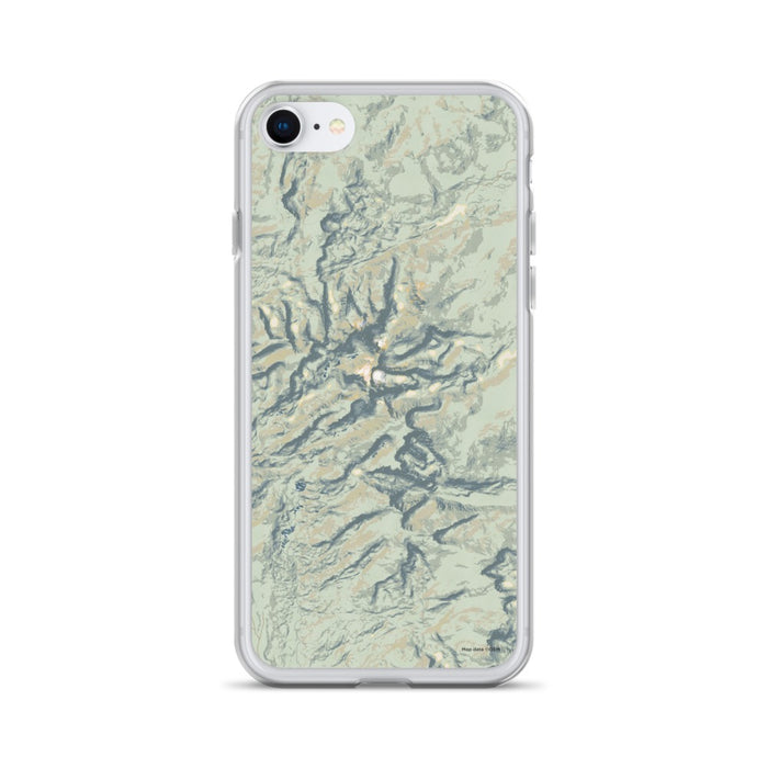Custom Bighorn Mountains Wyoming Map iPhone SE Phone Case in Woodblock
