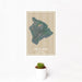 12x18 Big Island Hawaii Map Print Portrait Orientation in Afternoon Style With Small Cactus Plant in White Planter