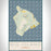 Big Island Hawaii Map Print Portrait Orientation in Woodblock Style With Shaded Background