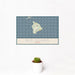 12x18 Big Island Hawaii Map Print Landscape Orientation in Woodblock Style With Small Cactus Plant in White Planter