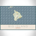 Big Island Hawaii Map Print Landscape Orientation in Woodblock Style With Shaded Background