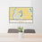 24x36 Big Lake Missouri Map Print Lanscape Orientation in Woodblock Style Behind 2 Chairs Table and Potted Plant
