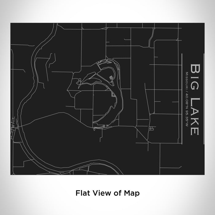 Rendered View of Big Lake Missouri Map Engraving on 20oz Stainless Steel Insulated Bottle with Bamboo Top in Black