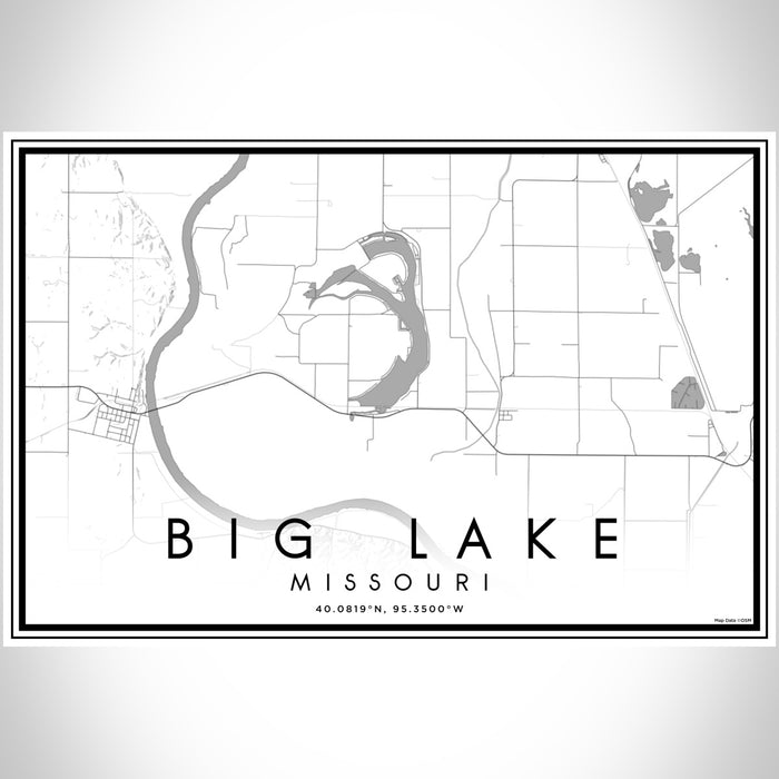 Big Lake Missouri Map Print Landscape Orientation in Classic Style With Shaded Background