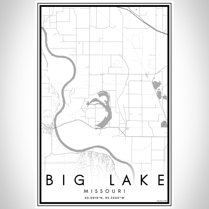 Big Lake Missouri Map Print Portrait Orientation in Classic Style With Shaded Background