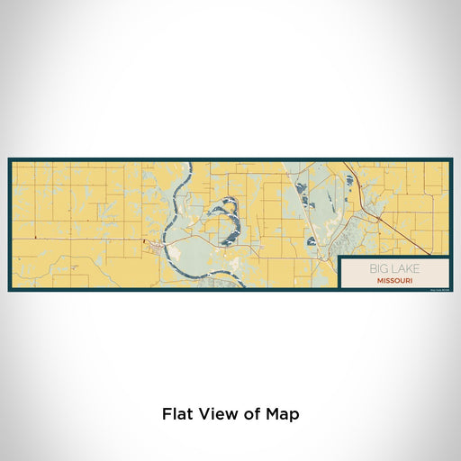 Flat View of Map Custom Big Lake Missouri Map Enamel Mug in Woodblock