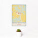 12x18 Big Piney Wyoming Map Print Portrait Orientation in Woodblock Style With Small Cactus Plant in White Planter