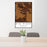 24x36 Big Piney Wyoming Map Print Portrait Orientation in Ember Style Behind 2 Chairs Table and Potted Plant