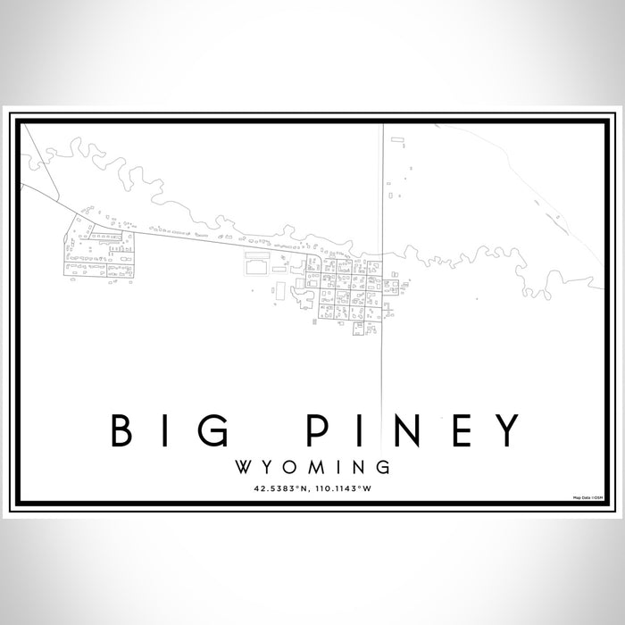 Big Piney Wyoming Map Print Landscape Orientation in Classic Style With Shaded Background