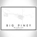 Big Piney Wyoming Map Print Landscape Orientation in Classic Style With Shaded Background