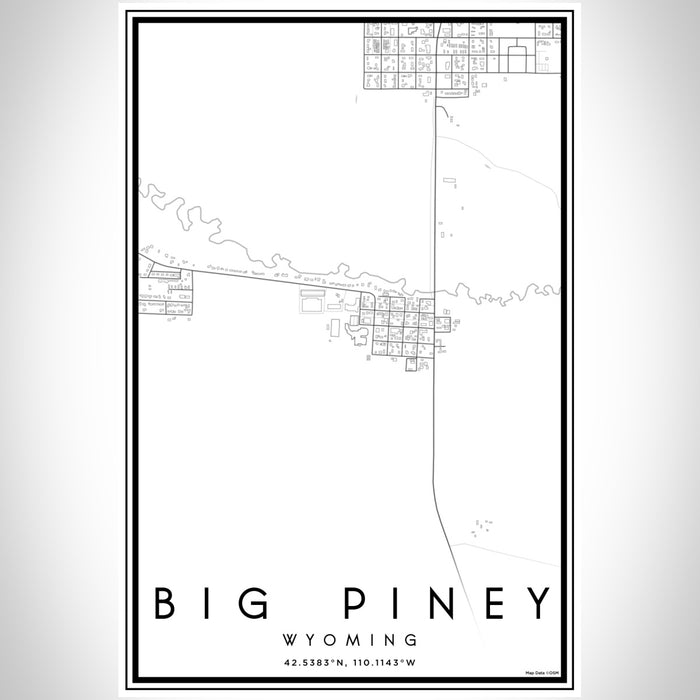Big Piney Wyoming Map Print Portrait Orientation in Classic Style With Shaded Background