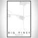 Big Piney Wyoming Map Print Portrait Orientation in Classic Style With Shaded Background