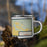 Right View Custom Big Piney Wyoming Map Enamel Mug in Woodblock on Grass With Trees in Background