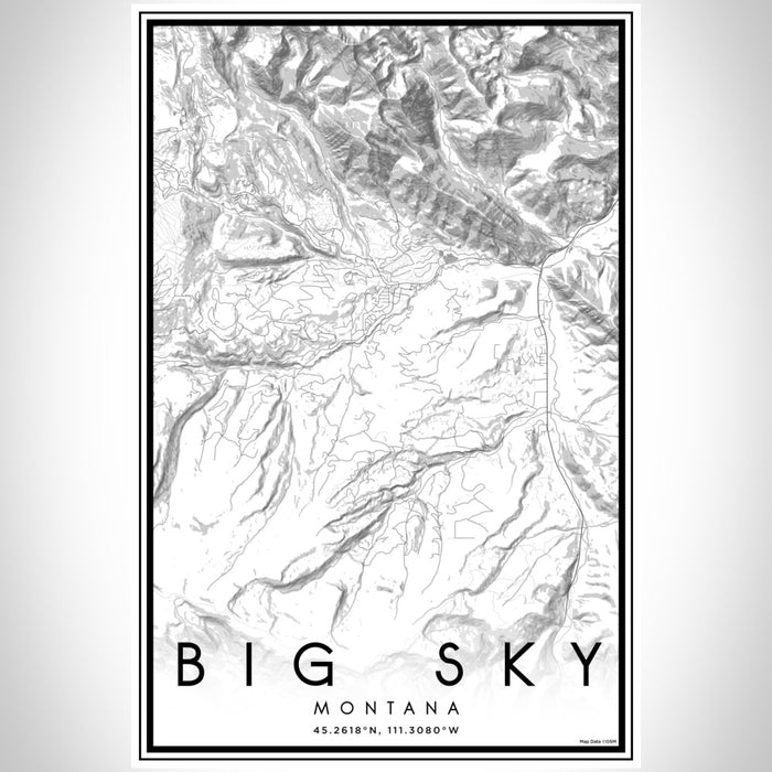 Big Sky Montana Map Print Portrait Orientation in Classic Style With Shaded Background