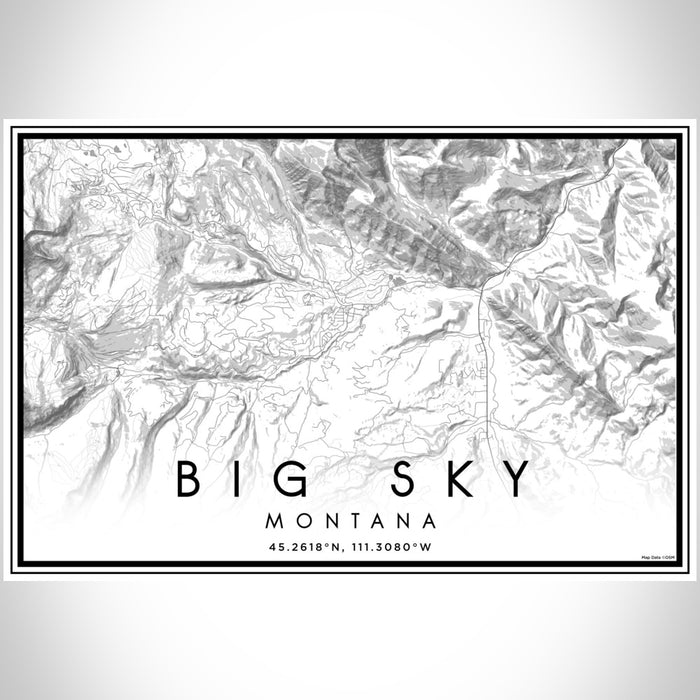 Big Sky Montana Map Print Landscape Orientation in Classic Style With Shaded Background