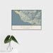 16x24 Big Sur California Map Print Landscape Orientation in Woodblock Style With Tropical Plant Leaves in Water