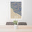 24x36 Big Sur California Map Print Portrait Orientation in Afternoon Style Behind 2 Chairs Table and Potted Plant