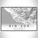 Big Sur California Map Print Landscape Orientation in Classic Style With Shaded Background
