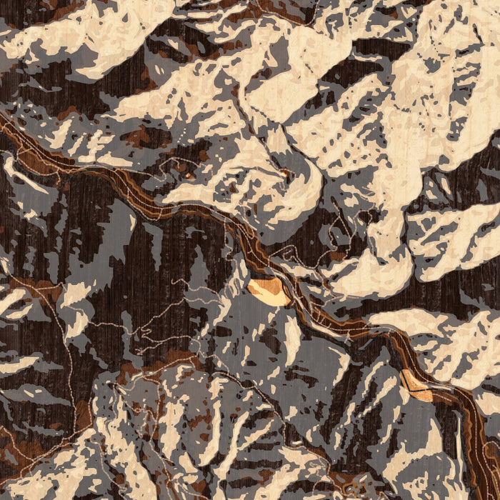 Big Sur California Map Print in Ember Style Zoomed In Close Up Showing Details