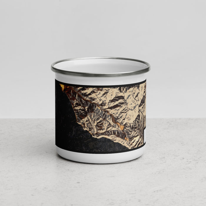 Front View Custom Big Sur California Map Enamel Mug in Ember