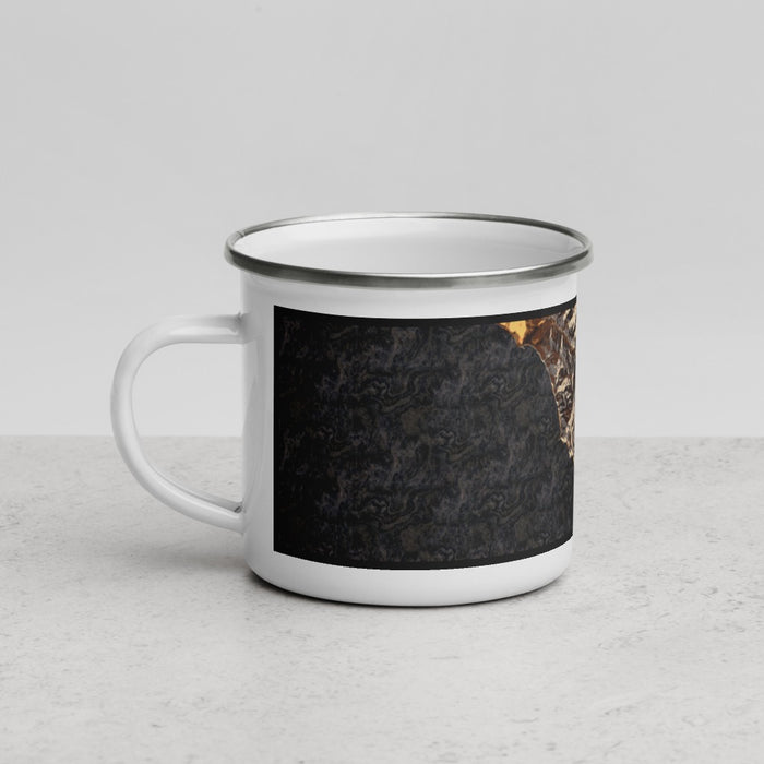 Left View Custom Big Sur California Map Enamel Mug in Ember