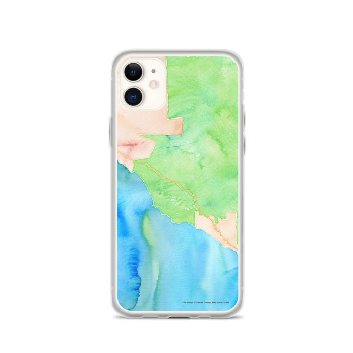 Custom iPhone 11 Big Sur California Map Phone Case in Watercolor