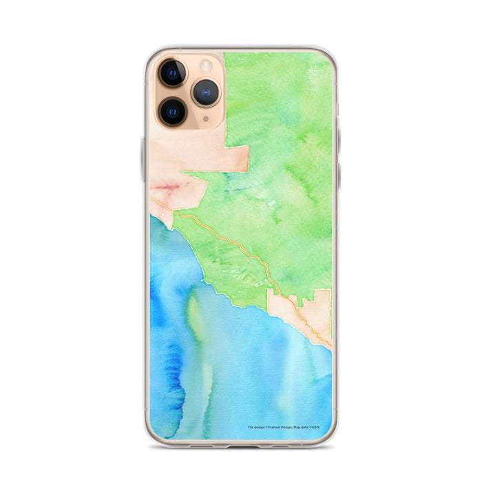Custom iPhone 11 Pro Max Big Sur California Map Phone Case in Watercolor
