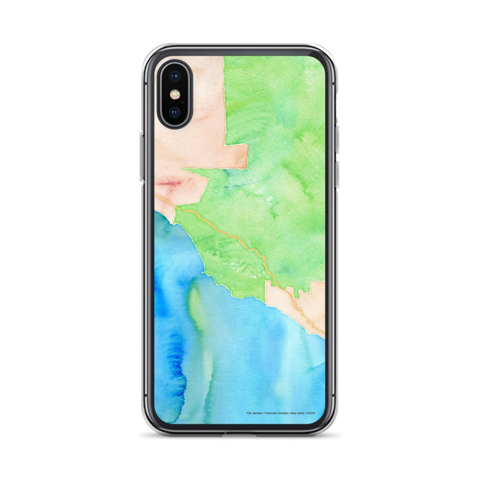 Custom iPhone X/XS Big Sur California Map Phone Case in Watercolor