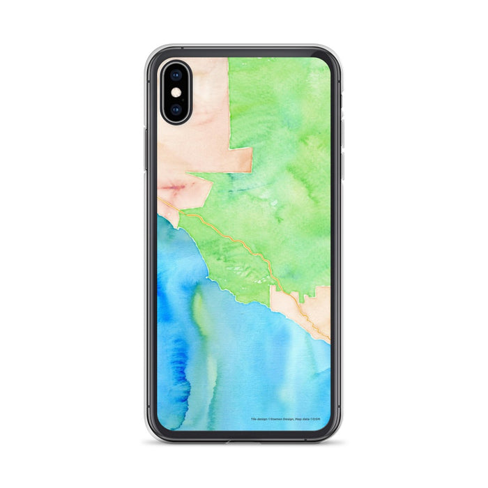 Custom iPhone XS Max Big Sur California Map Phone Case in Watercolor