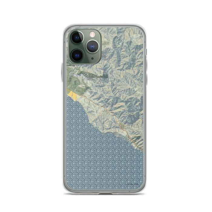Custom iPhone 11 Pro Big Sur California Map Phone Case in Woodblock