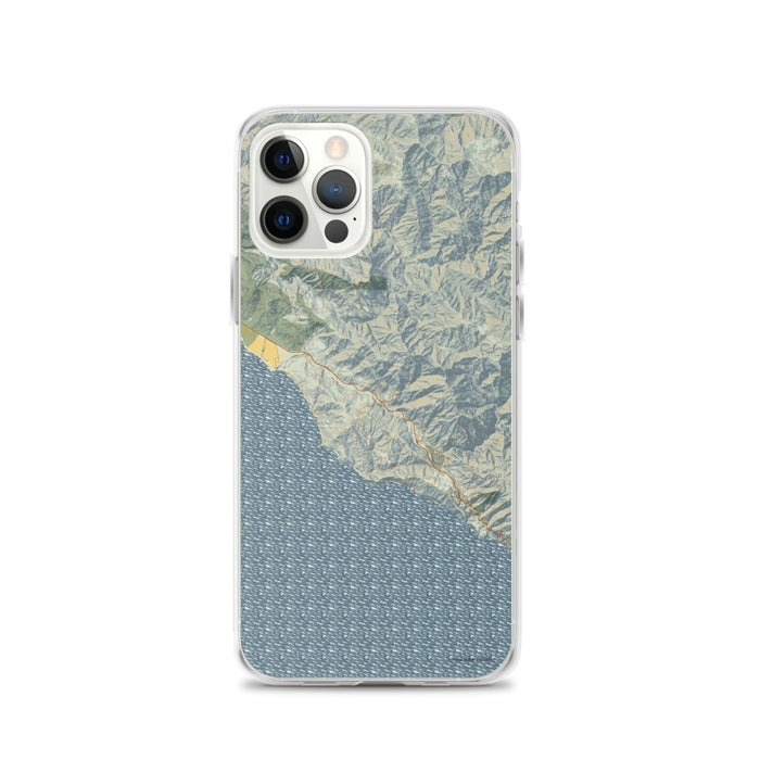 Custom iPhone 12 Pro Big Sur California Map Phone Case in Woodblock