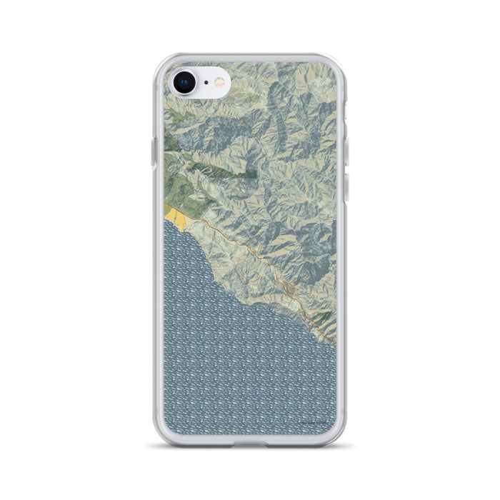 Custom iPhone SE Big Sur California Map Phone Case in Woodblock