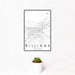 12x18 Billings Montana Map Print Portrait Orientation in Classic Style With Small Cactus Plant in White Planter
