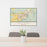 24x36 Billings Montana Map Print Lanscape Orientation in Woodblock Style Behind 2 Chairs Table and Potted Plant
