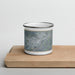 Front View Custom Billings Montana Map Enamel Mug in Afternoon on Cutting Board