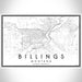Billings Montana Map Print Landscape Orientation in Classic Style With Shaded Background