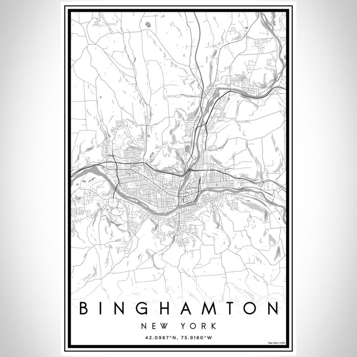 Binghamton New York Map Print Portrait Orientation in Classic Style With Shaded Background