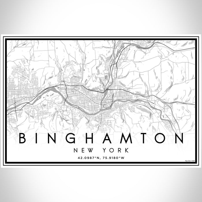 Binghamton New York Map Print Landscape Orientation in Classic Style With Shaded Background